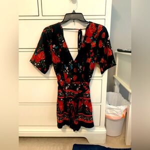 Black floral romper